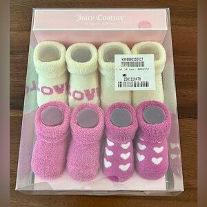 NIB Juicy Couture Baby Girl Sock Set Booties Sz 18-24 Months